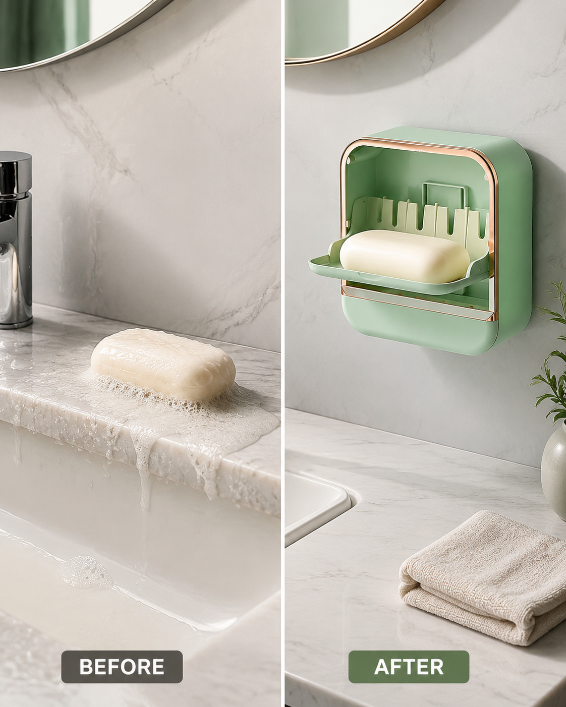 Imported Luxury Wall-Mounted Soap Box with Drip Tray - No Drilling