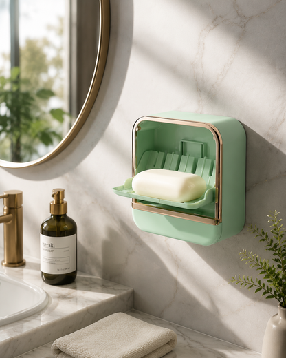 Imported Luxury Wall-Mounted Soap Box with Drip Tray - No Drilling