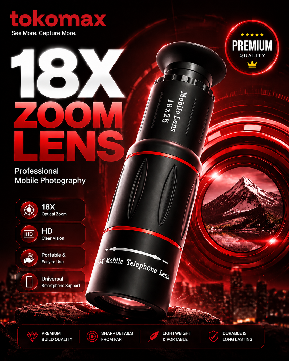 18x Mobile Camera Zoom Lens