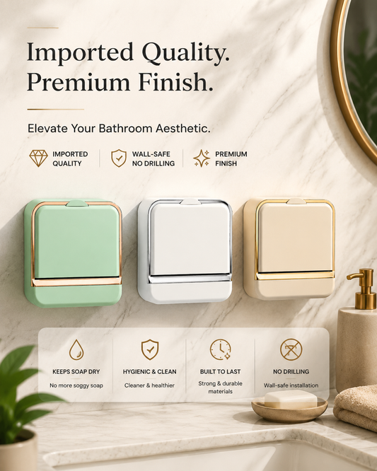 Imported Luxury Wall-Mounted Soap Box with Drip Tray - No Drilling