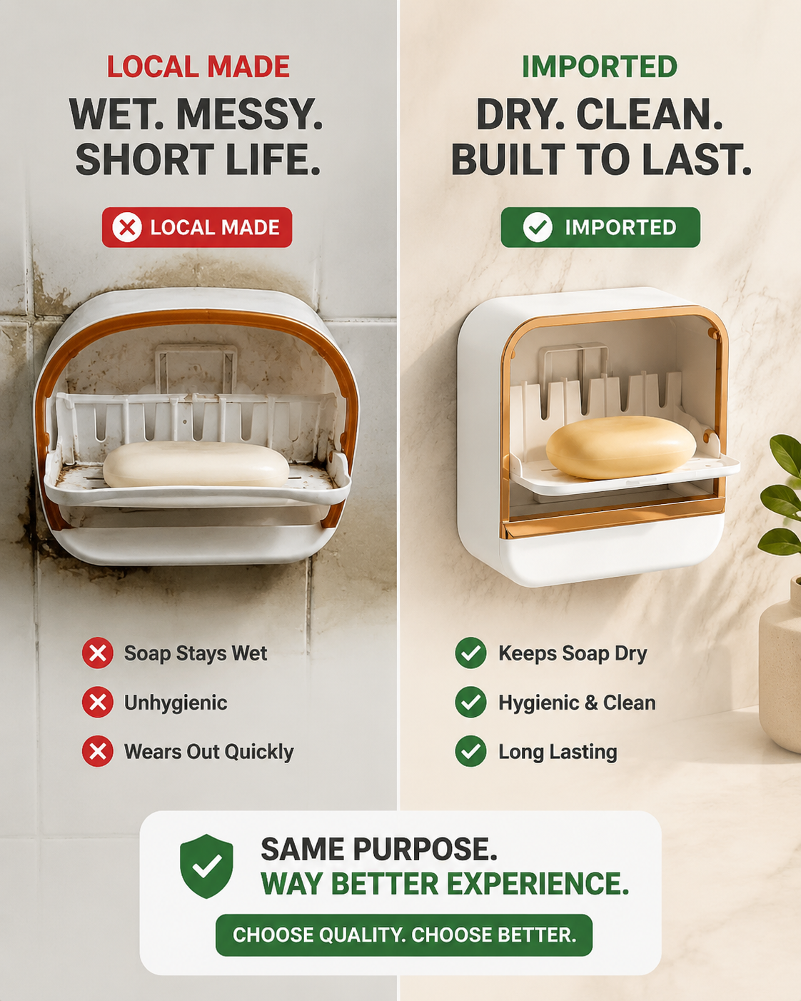 Imported Luxury Wall-Mounted Soap Box with Drip Tray - No Drilling