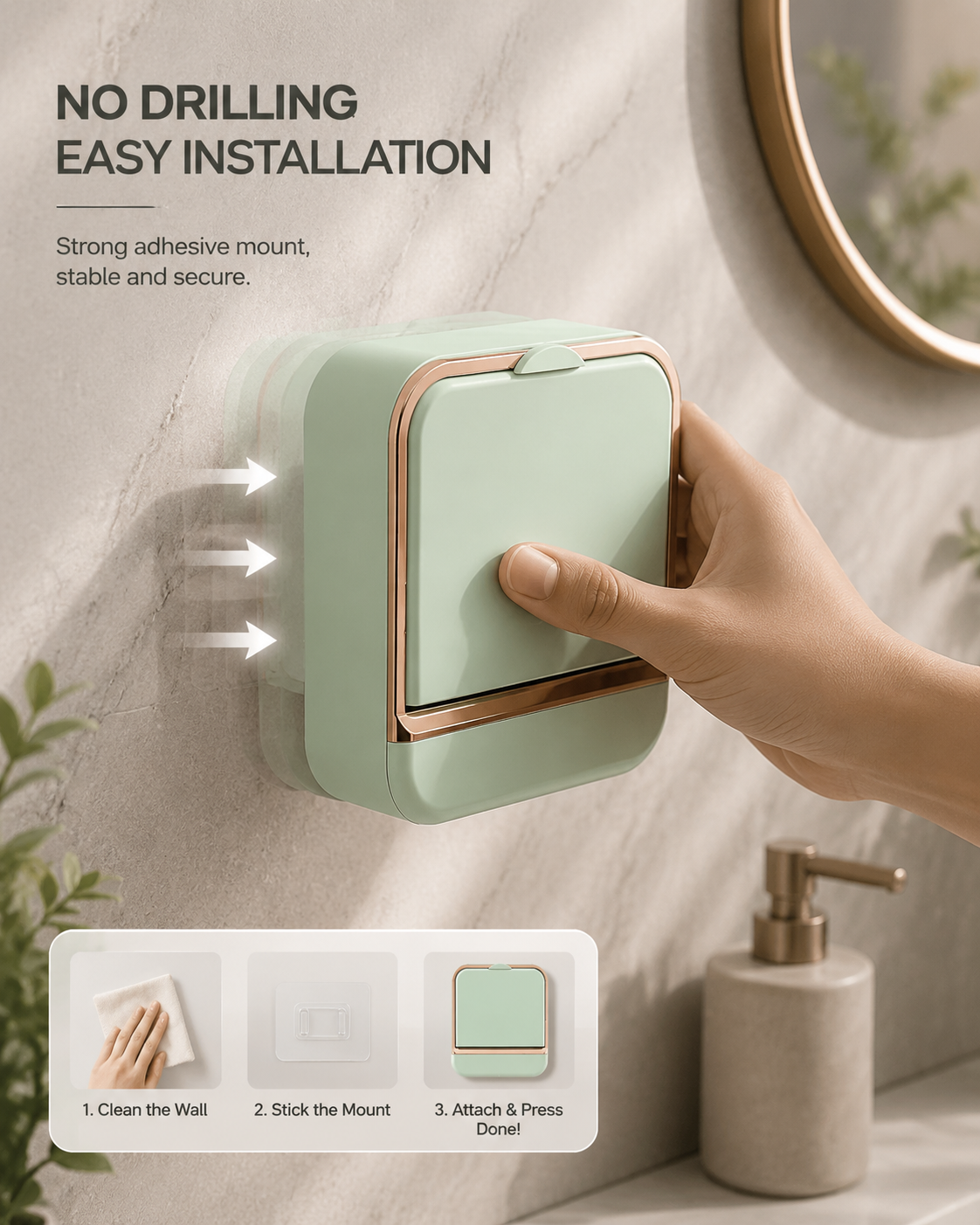 Imported Luxury Wall-Mounted Soap Box with Drip Tray - No Drilling