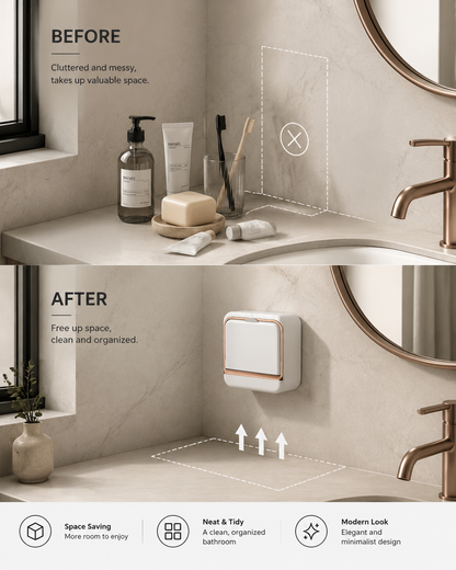 Imported Luxury Wall-Mounted Soap Box with Drip Tray - No Drilling