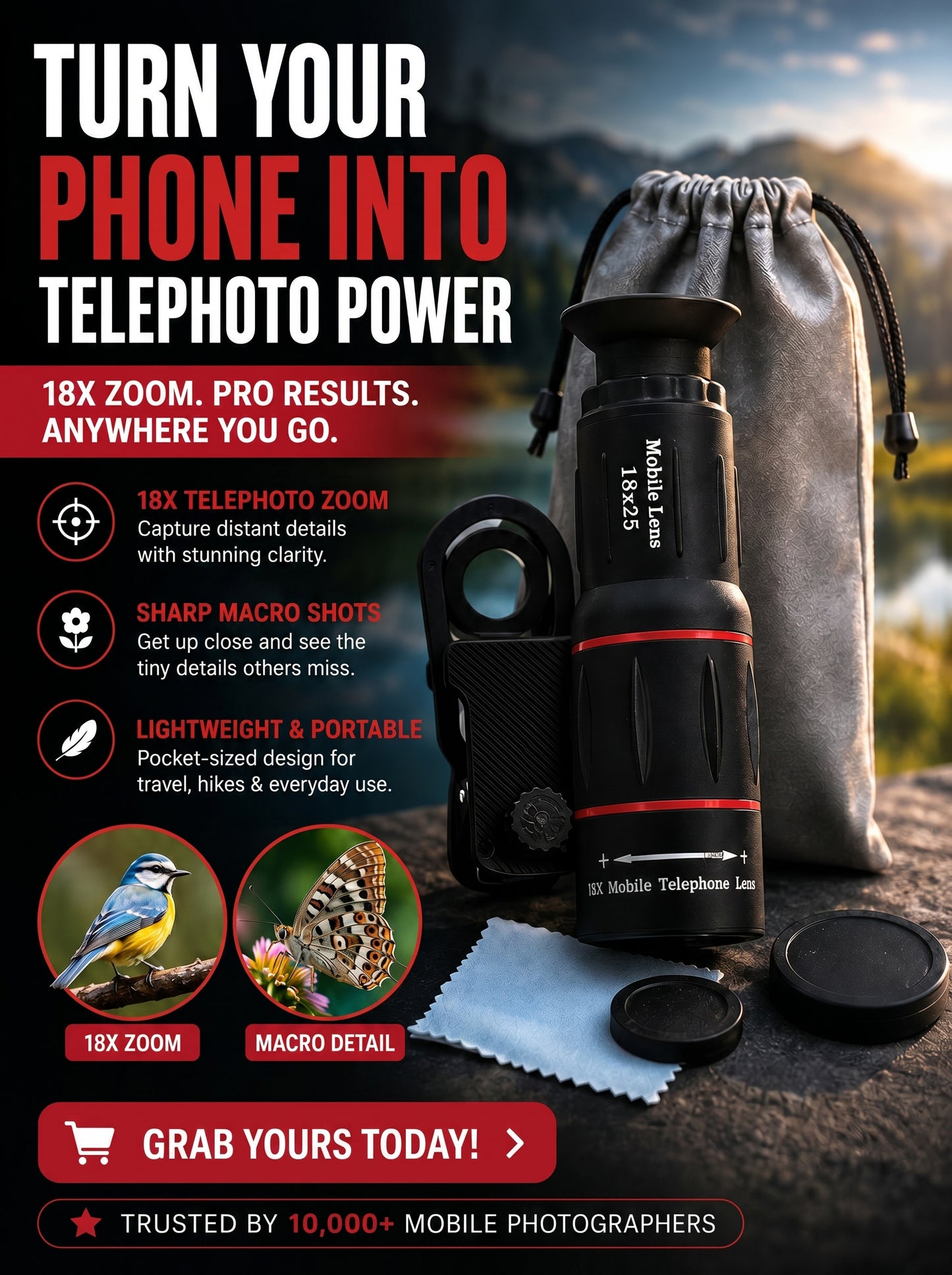 18x Mobile Camera Zoom Lens